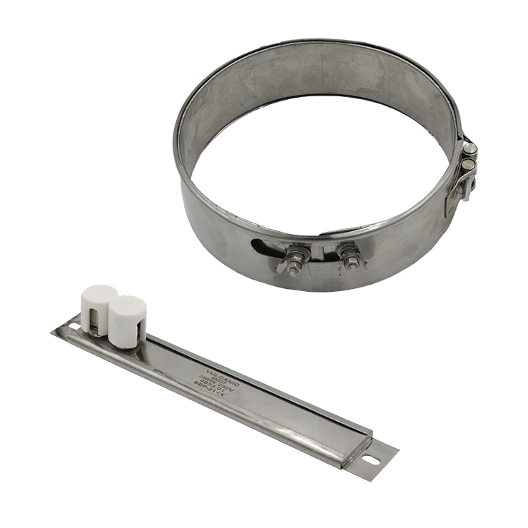 Flat heating collars and resistors